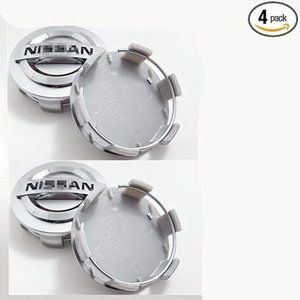 Nissian 4PCS 60mm/2.36''Silver Rim Wheel Center Caps Compatible(SILVER-60MM)